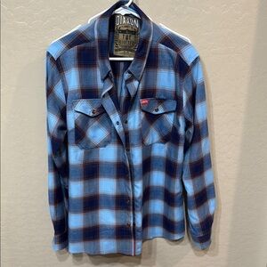 Dixxon Blue Plaid Flannel Shirt Womens